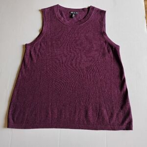 Eileen Fisher Merlot Sleeveless Sweater – Size L – Tencel Lyocell, Merino Wool,